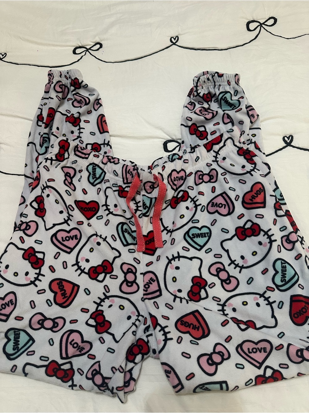 Hello Kitty Pink, Red & Aqua Heart Print Lounge Shorts